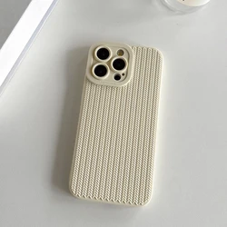 Elegant Fine Hole Woven Pattern Silicone Phone Case with Full Camera Protection & Shockproof Soft Bumper Cover - iPhone 12 (White)