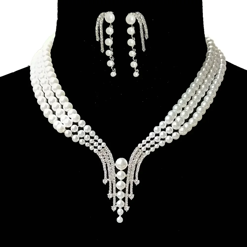 

New Lady Collar Fashion Pearl Bead Choker Necklace Korean Layered Pearl Necklace for Women Decoration on The Neck Female Mujer