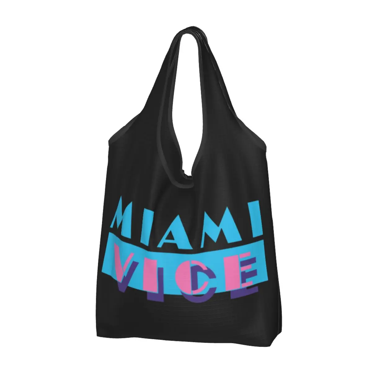

Miami Vice Vaporwave Harajuku Shopping Bags Reusable Grocery Eco Bags Large Capacity Recycling Bags Washable Handbag