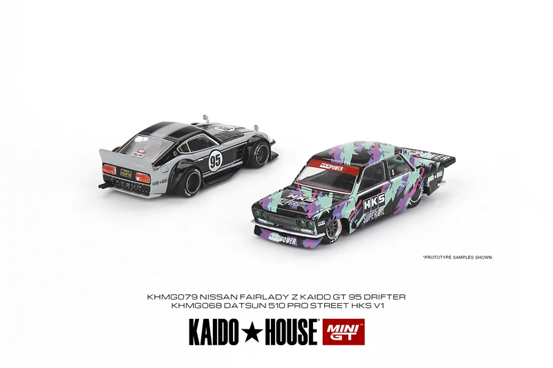 

Kaido House + MINIGT Datsun 510 Pro Street HKS V1 KHMG068 Die-casting Automotive Model Ornaments Cas Toys