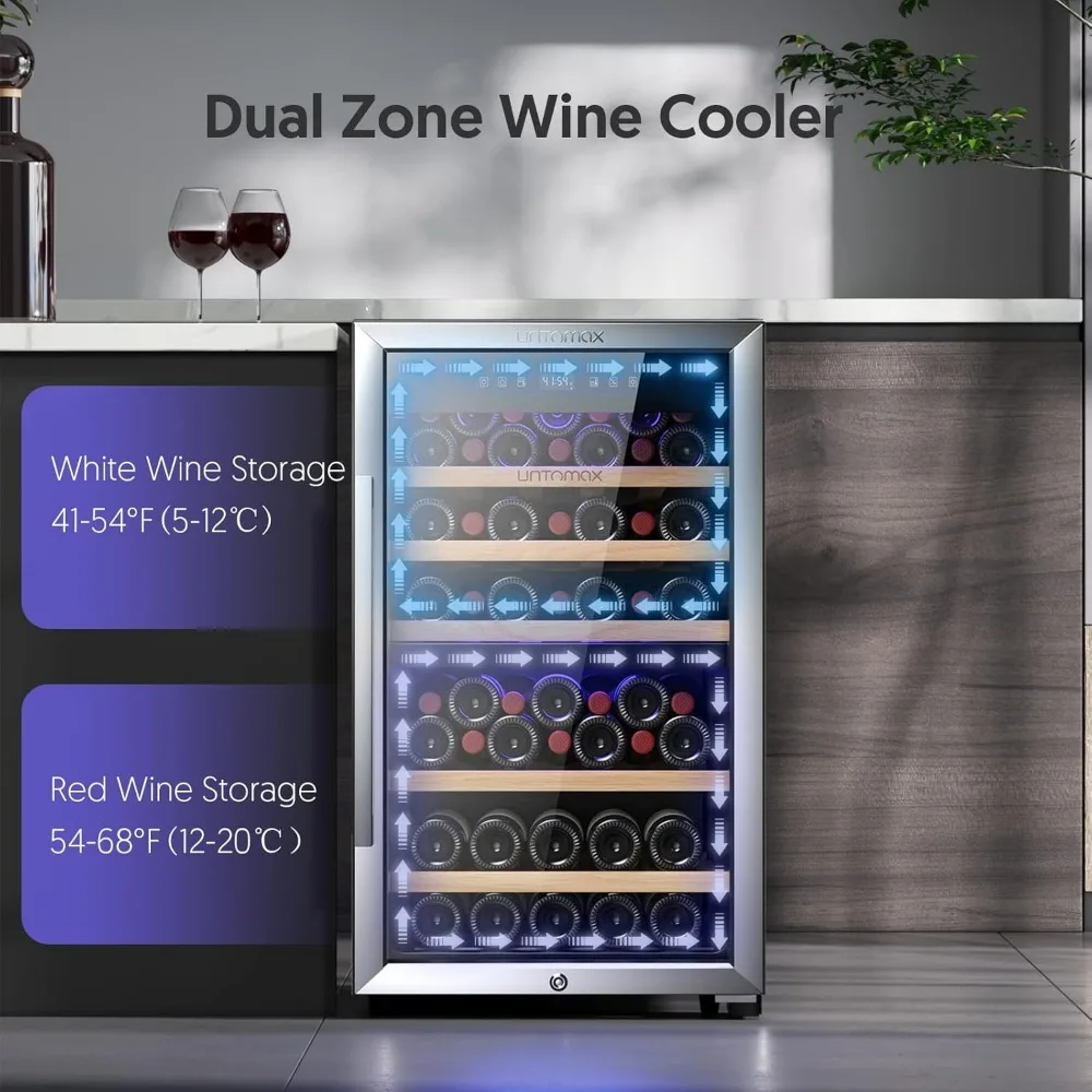 Wine Cooler Refrigerator Freestanding w/Lock,Digital Temperature Control Compressor Wine Cellar,Fast Cooling Low Noise No Fog