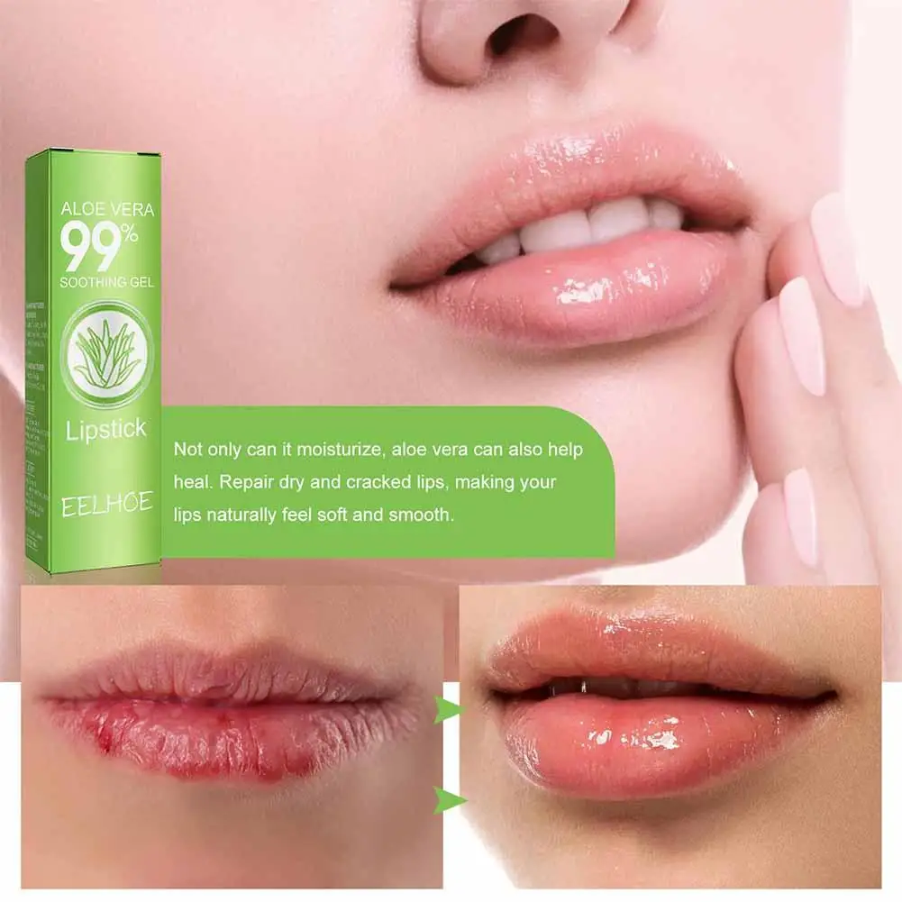 

Aloe Vera Moisturizing Lip Balm Lipstick Temperature Lasting Lip Changing Nouritious 3.5g Long Care Color Gloss Lip R0j2