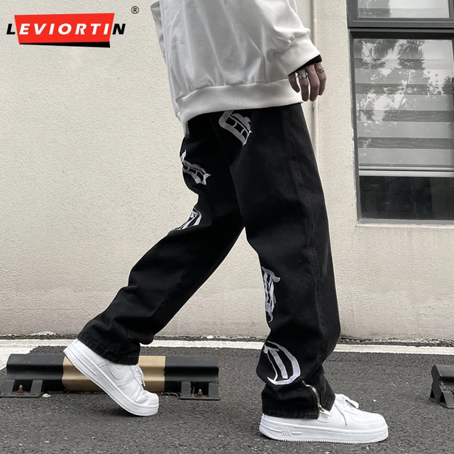 graffiti print jeans high Street Jeans Men Black Stretch Slim Fit Printed  Casual Denim Jeans Pants Hip Hop Dance Jeans Black - AliExpress