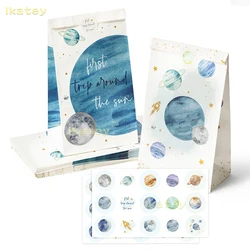 26Pcs First Trip Around The Sun Space Party Favor Bag with Stickers Goodie Bags Paper Treat Bags for 1st Birthday Baby Shower