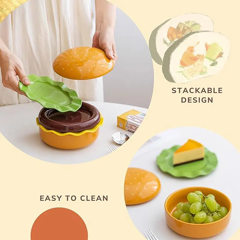 Stackable 7th Floor Hamburg Dinner Plate Stackable Dinner Plate Bone Spit Plate Interesting Sauce Container Table Decoration