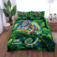 Colorful Chameleon Duvet Cover Set King Queen Double Full Twin Single Size Bed Linen Set 1