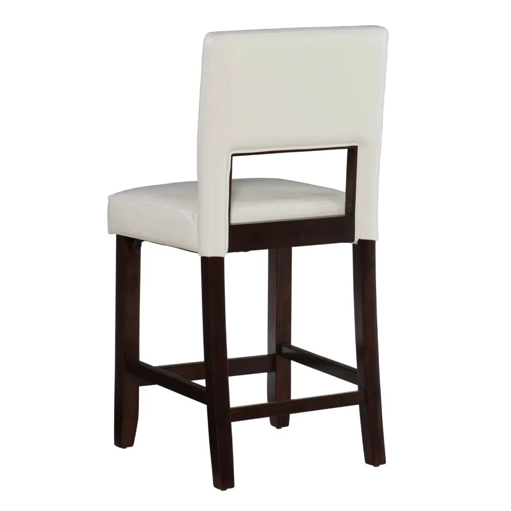 

Jevon 24" Indoor Wood Counter Stool White Faux LeatherFreight Free Dining Chair Room Furniture Home