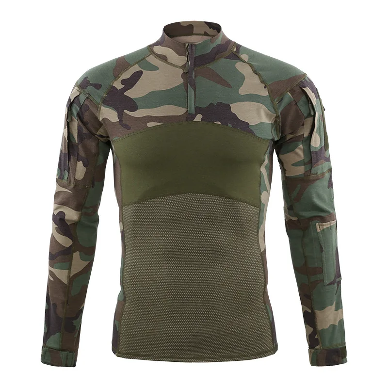 

Outdoor Army CP Camouflage Military Tactical T-shirt Men's Cotton Elastic Airsoft Camping Hunting Suit ACS Type II