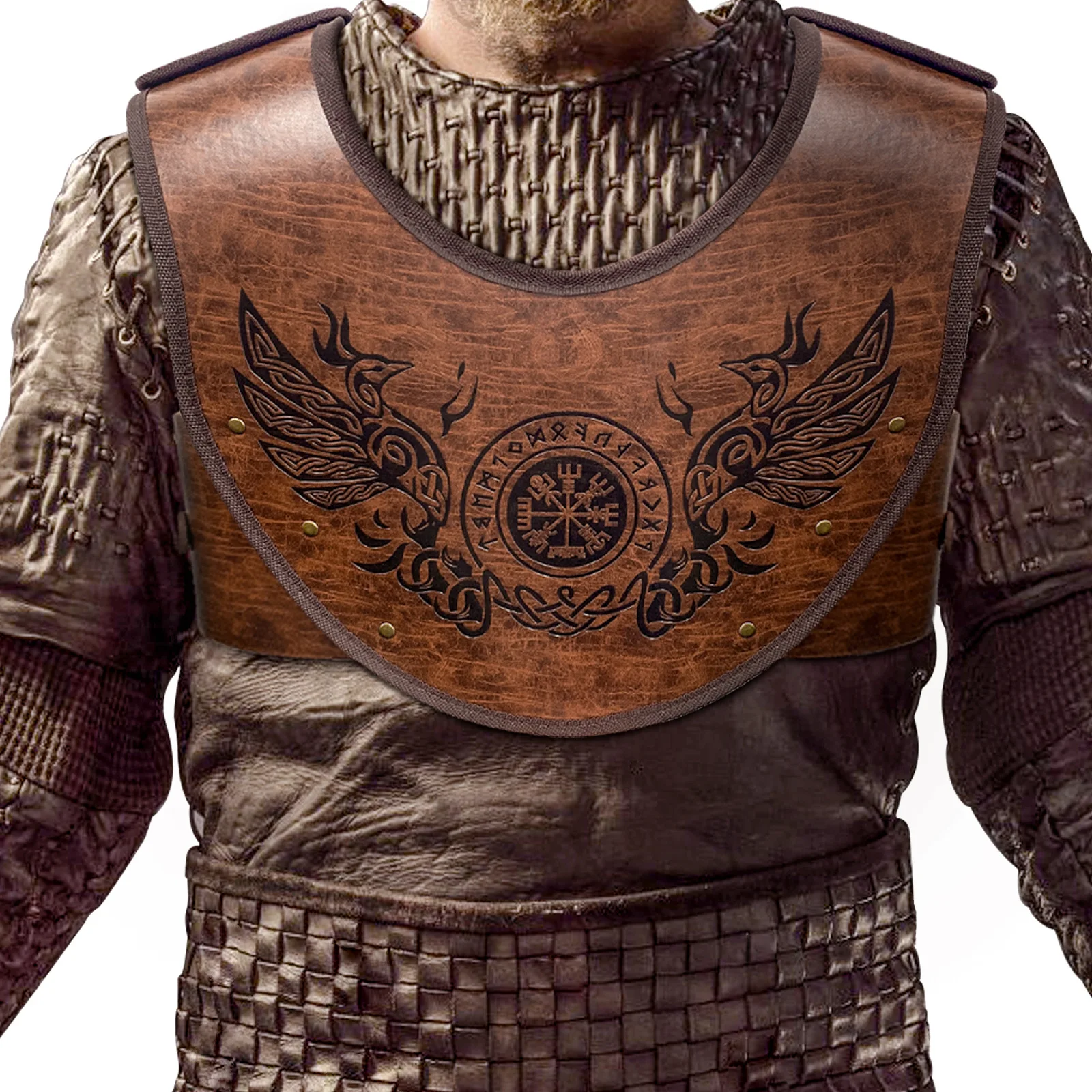 Nordic Phoenix Embossed Leather Armor Viking Odin Compass Attached Charismatic Chest Armor Retro Embossed Leather Armor