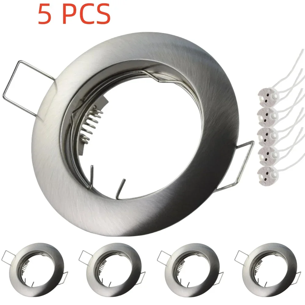 5Pcs Recessed LED Downlight Mounted Frame Round with MR16 Lamp Holder Cut Hole 60mm Ceiling Spot Lights Fitting Fixture