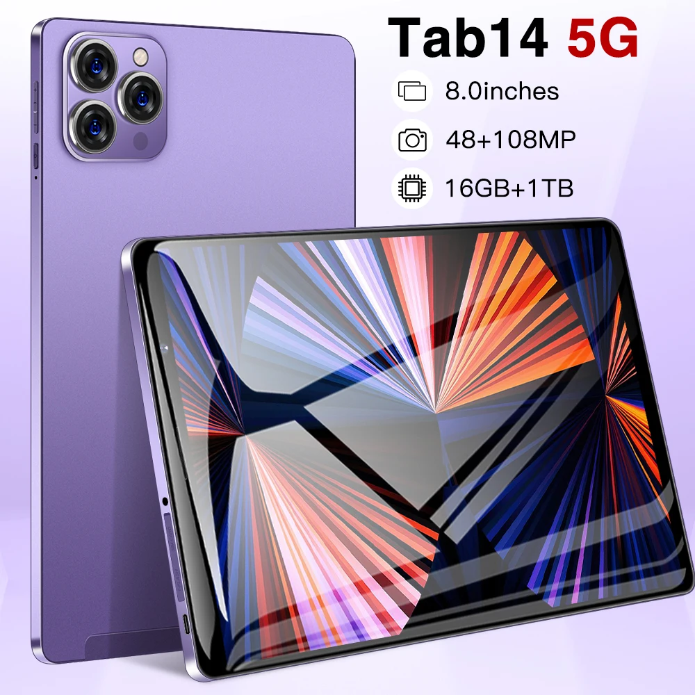 

Планшет TAB14, 8 дюймов, 16 ГБ + 1 ТБ, 8800 мАч, 48 + 108 МП