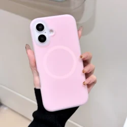 Luxury Chic Jelly Liquid Silicone Magnetic Shockproof Matte Soft Case - iPhone 12 (Gray Pink)