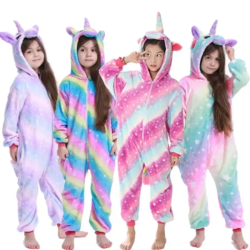 Adults Animal Onesies Unicorn Kigurumi Pajamas Sleepwear Women Men Winter Unisex Stitch Costumes Kids Cartoon Flannel Pajamas
