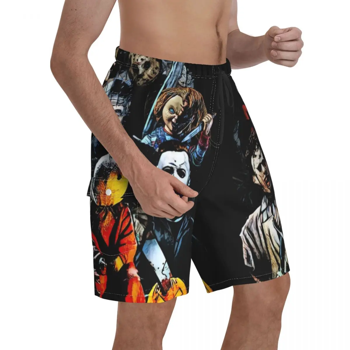 Hellraiser Board Shorts Horror Movie Characters Males Comfortable Beach Shorts Trenky Custom Plus Size Swimming Trunks 3