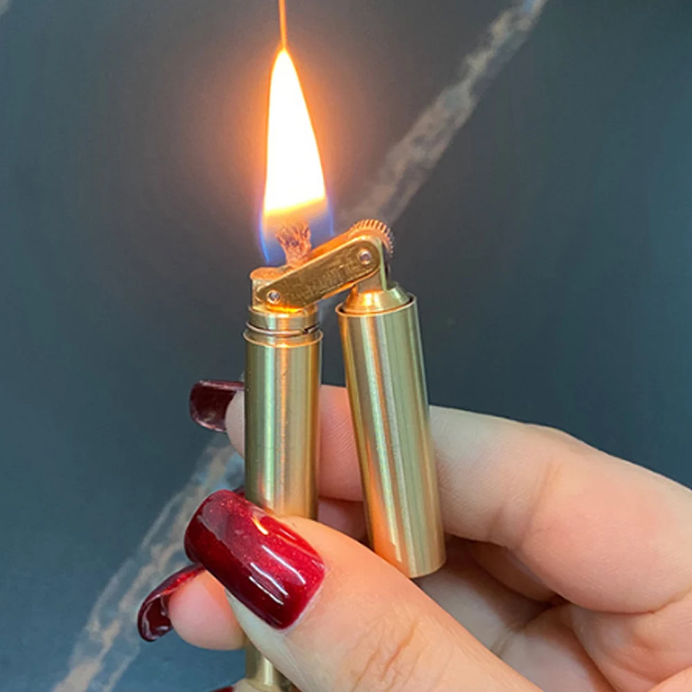 CreativePortableFoldableCylinderKeroseneLighterCopperNunchaku