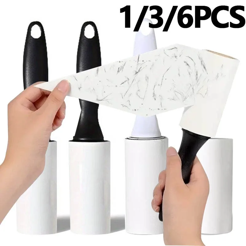 Lint Roller 1/3/6PCS Lint Roller with Refills Sticky Replace Paper Roll Perfect For Clothing Cleaning Pet Hair Replaceable Roll Brush