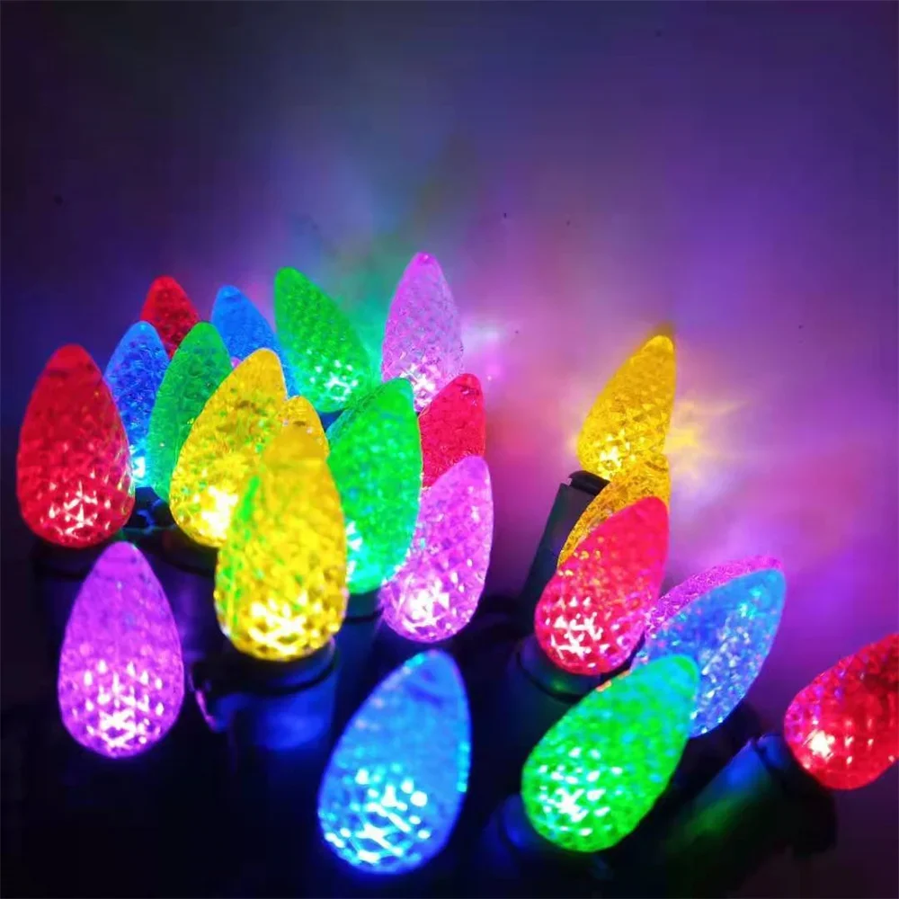 

Thrisdar 10M 100Counts C6 LED Christmas Lights Multicolor Strawberry Christmas Tree Fairy Lights for Holiday Party Wedding Decor