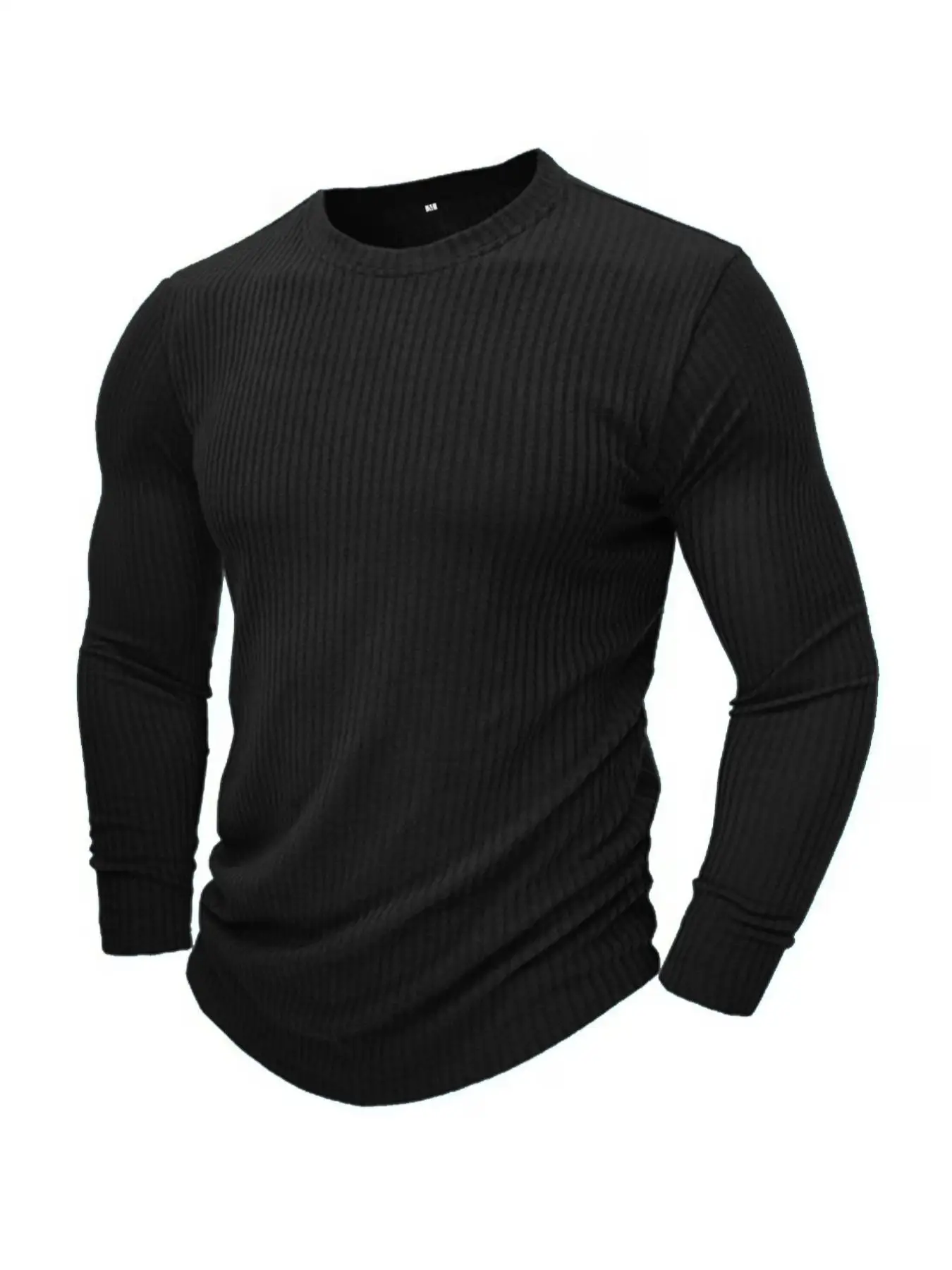 Herren Rundhals Langarm Strick-T-Shirt Einfarbiger Pullover Lässige & Formelle Passform Perfekt für Tägliches Tragen