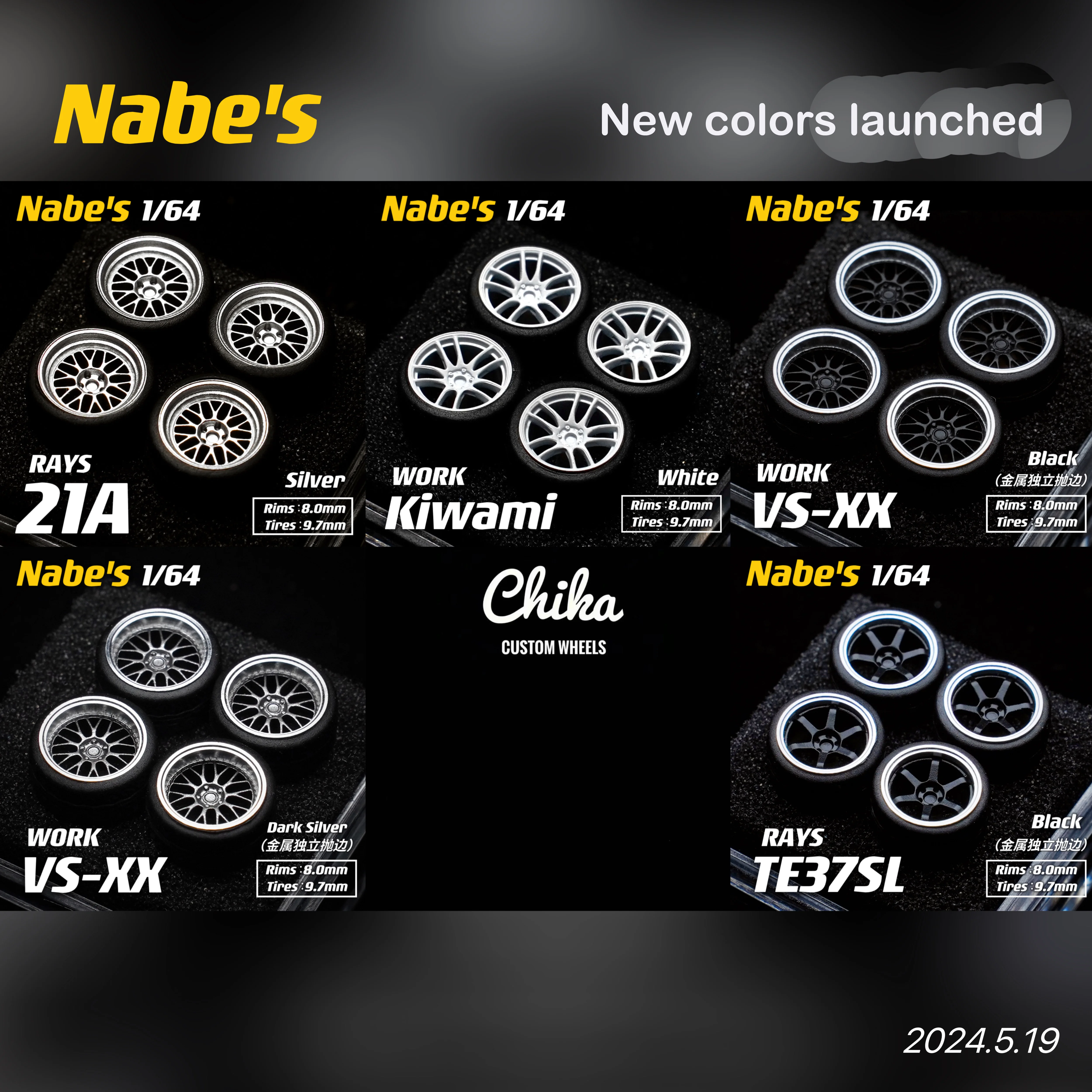 chika 1/64 Chika 9.7mm/8.9mm Wheels + Tires Work BBS RGR GTC02 TC4