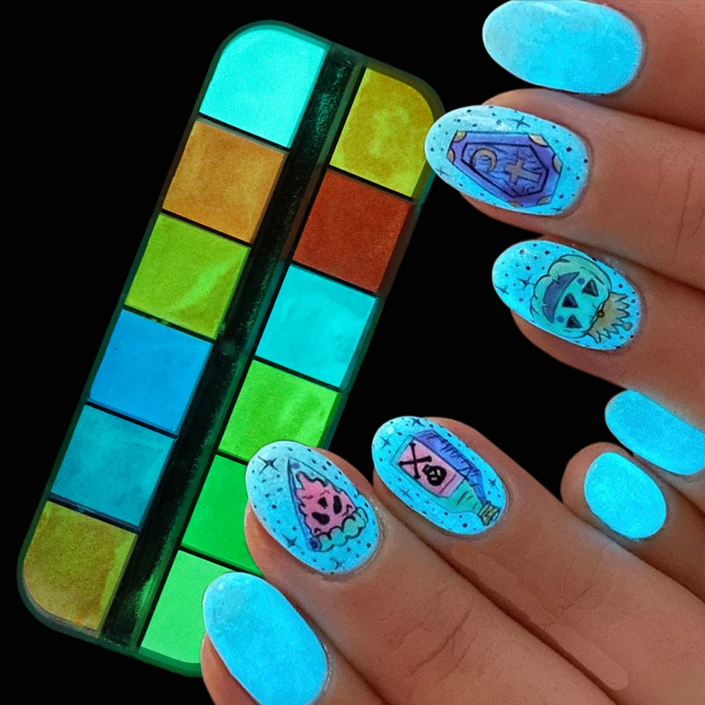 Luminous Nail Powder Glow In Dark Neon Pigment Fluorescent Nail Glitter Reflective Spray Dust Design Decor For Manicure GLYS-1
