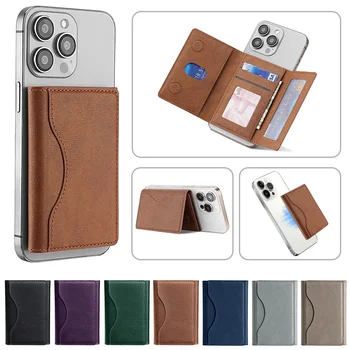 Portafoglio magnetico a tre ante per telefono Borsa per carte in pelle PU Porta carte magnetico Portafoglio per IPhone16 15 12 13 14 Pro Max Plus Mini