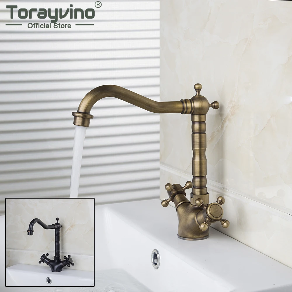 

Кран для ванной Torayvino с 2 крестовыми ручками, поворотный на 360 градусов