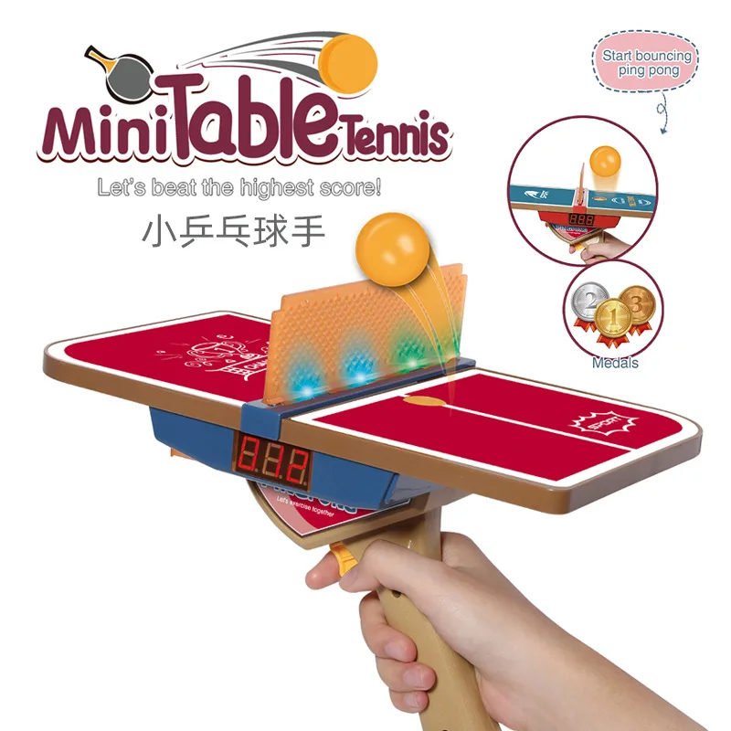 

Portable Children's Little Table Tennis Player Light and Sound Counting Table Tennis Trainer Interactive Competitive Sports Toys
