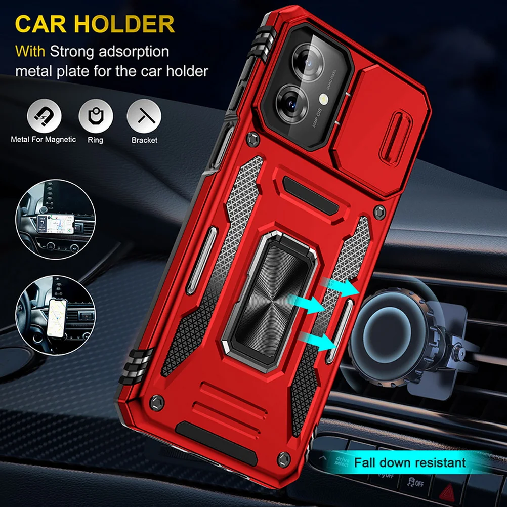 Enhanced Protective Case with Sliding Camera Cover and Metal Ring Stand