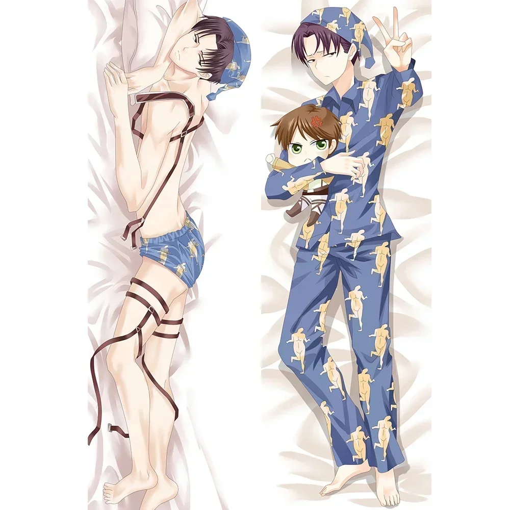 

Anime Attack on Titan Levi Hugging Body Long Pillow Case Shingeki no Kyojin Male Throw Bedding Pillow Cover Gifts