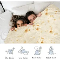 Burritos Tortilla Blanket Soft Plush Food Throw Blankets For Bed Sofa Bedspread Decorative Camping Picnic Winter Warm Blanket 4