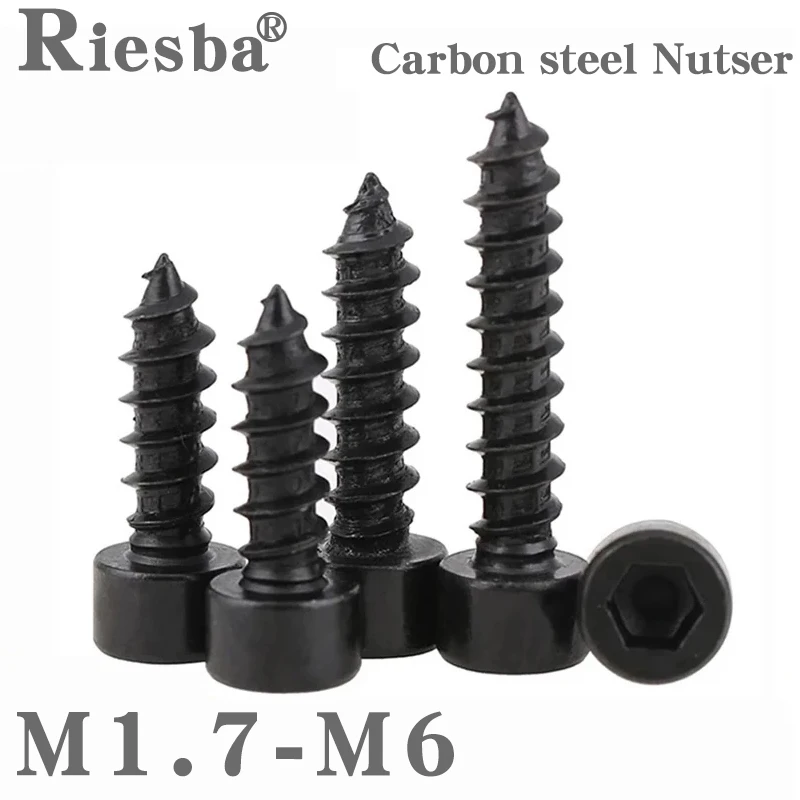 

10/ 20/ 50pcs M1.7 M2 M2.2 M2.3 M2.5 M2.6 M3 M3.5 M4 M5 Black Carbon Steel Hexagon Socket Cap Head Self Tapping Model Screws