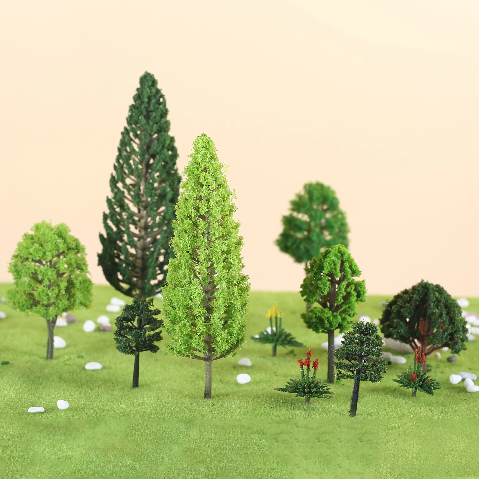 

60pcs Plastic Model Train Artificial Miniature Tree Scenery Railroad 1.36 - 6 inch Decoration Building Landscape for DIY Crafts