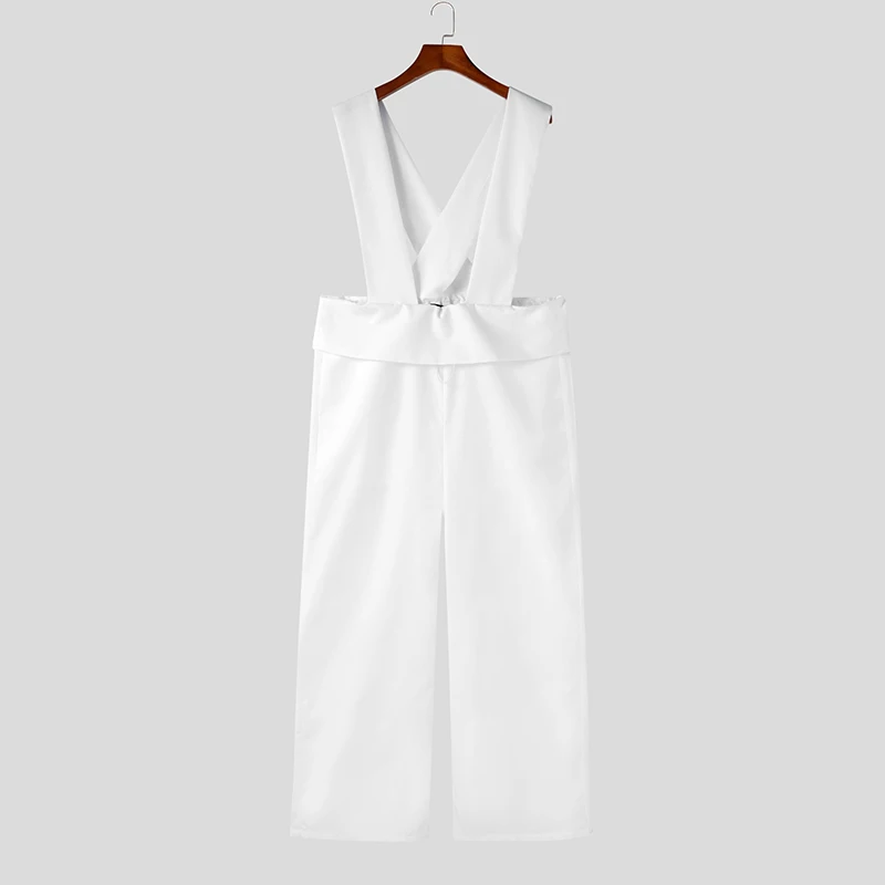 INCERUN Men Jumpsuits Solid Color Loose Streetwear Leisure Straps Rompers 2024 Fashion Casual Bib Pants Male Overalls S-5XL