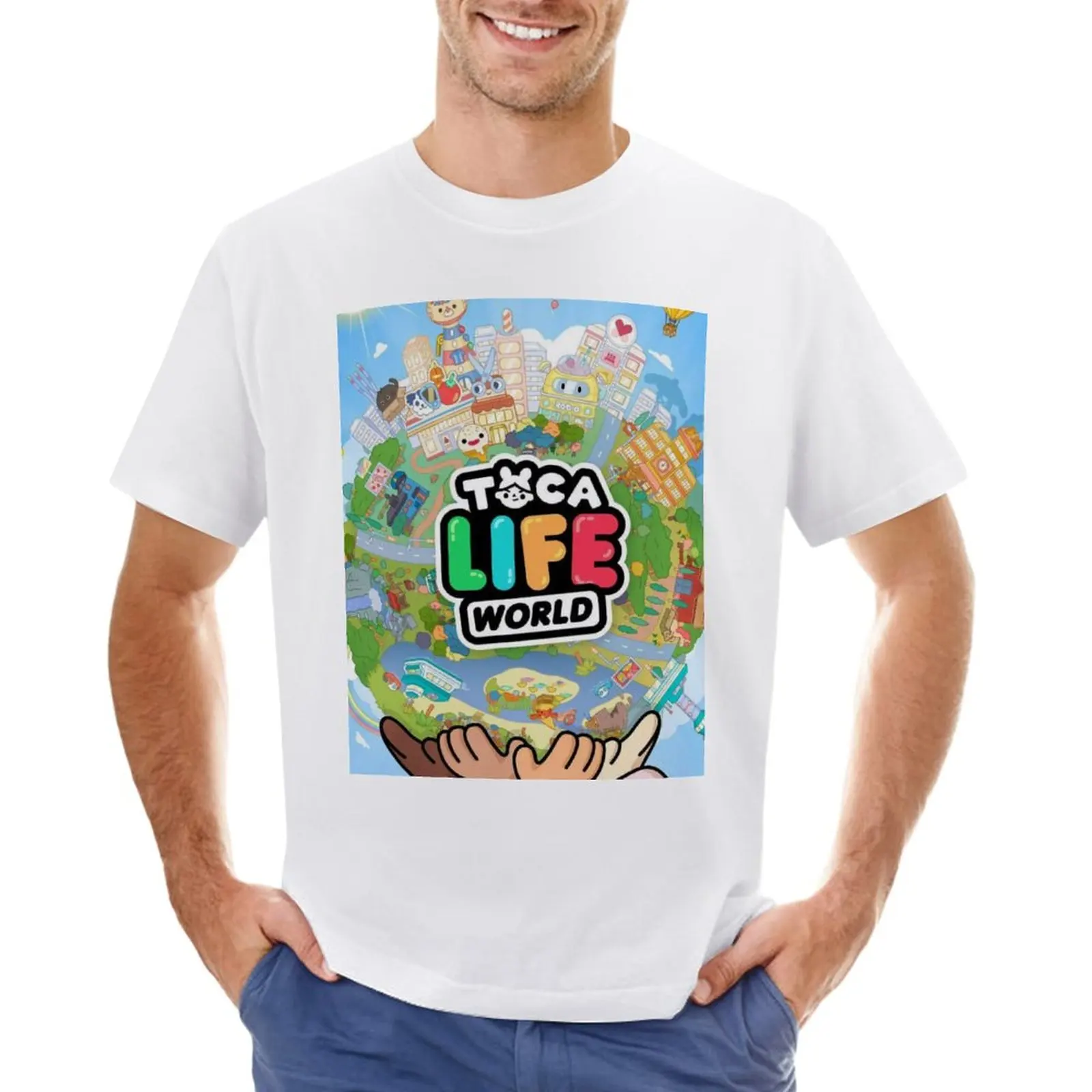 Toca Boca Life Kids Happy T-Shirt Plus Size Top Summer Tops Hippie Clothes Magliette Grafiche Da Uomo