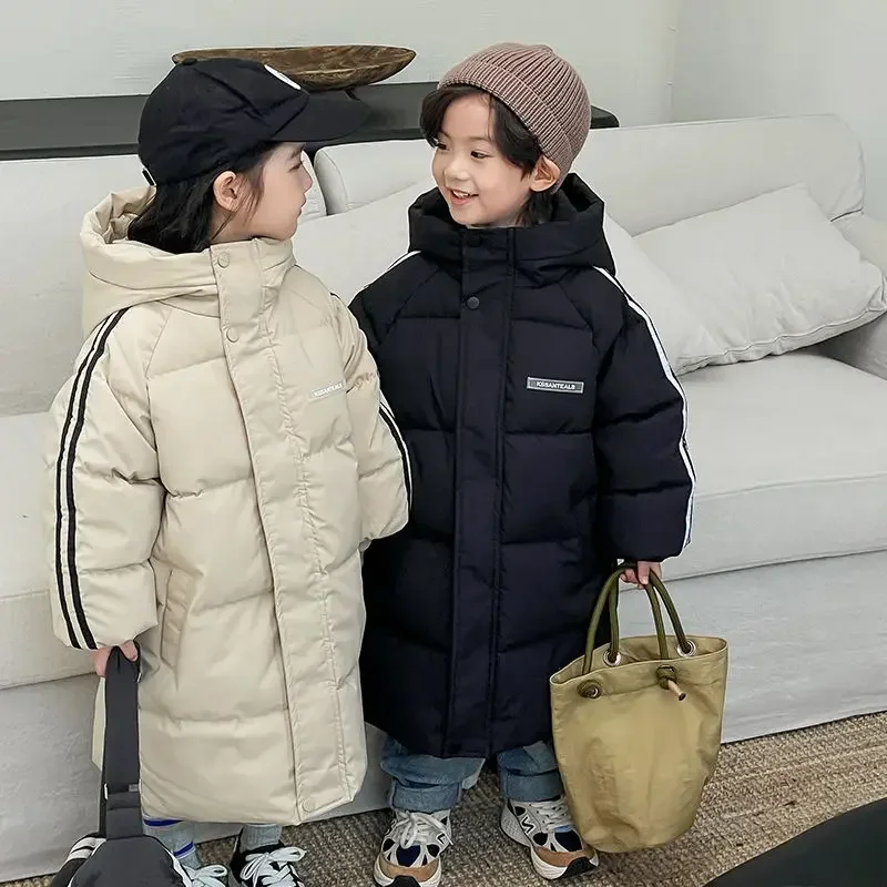 

Korean Down Overcoat 2-9 Years Old Warm Hooded Jacket Winter Boys Girls Plus Velvet Thickening Fashion Children's Clothing
