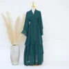 Mousseline de soie Abaya Kimono dubaï musulman Cardigan couches Abayas femmes Robe décontractée femme Islam vêtements avec ceinture Abaya tenues arabes