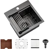 15 Inch Black Drop In Bar Sink Bar Outdoor Rv Sink 16 Gauge Black Stainless Steel Single Bowl Kitchen Sink with Cutting Board 2