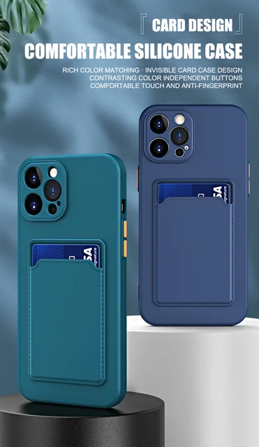 【iPhone 14Pro】カードケース付iPhoneケース（サイドスロット） 高級ソフトシリコンカードスロットホルダー Funda ケース iPhone