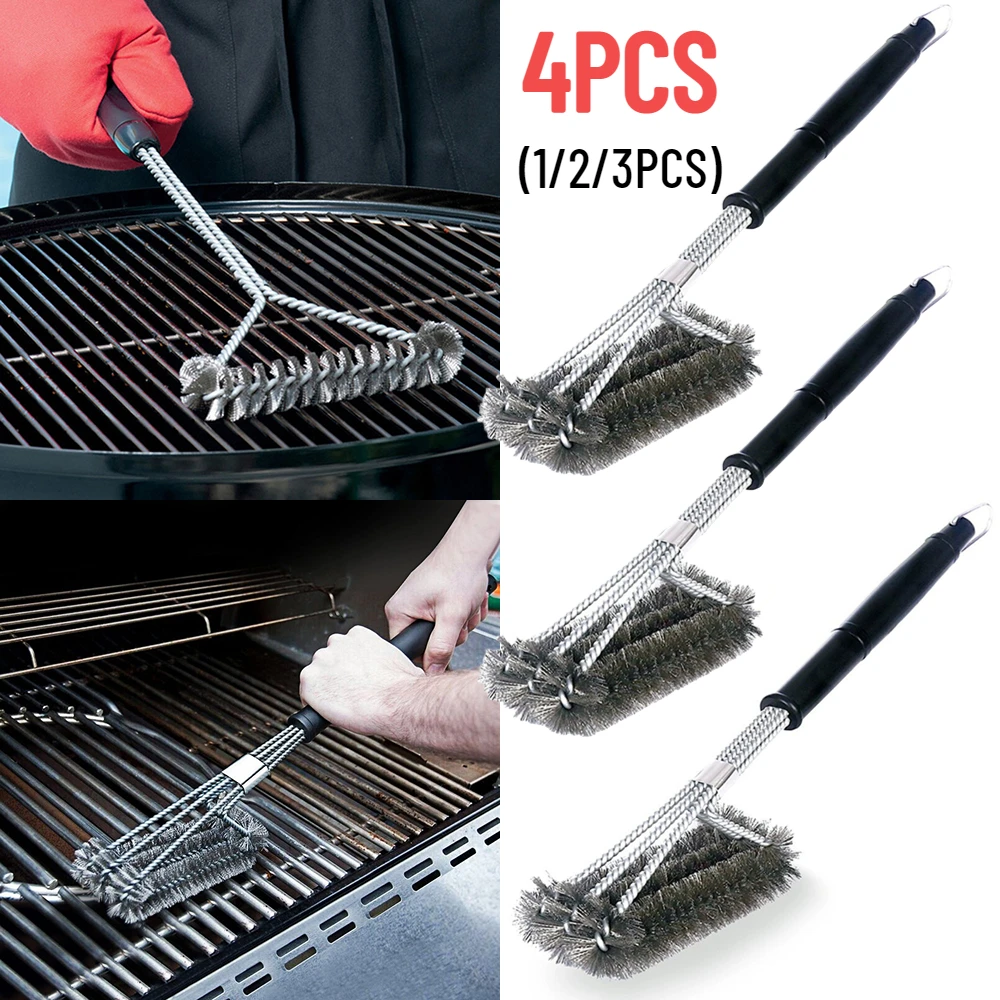 Barbecue Grill Brush BBQ Clean Tool Stainless Steel Wire Bristles Non-stick Cleaning Brushes Barbecue Accessories Triangle Brush barbecue cleaning tools grill brush cleaning brushes