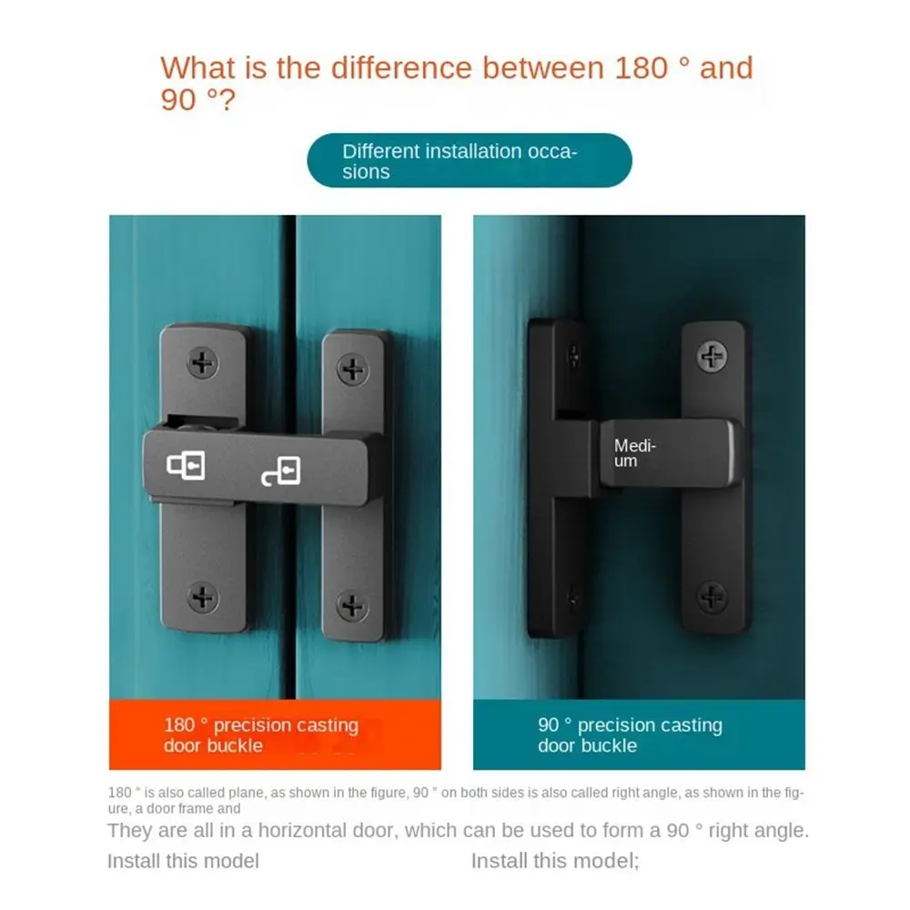Description Picture 6 of itemNew Zinc Alloy Luminous Door Buckle Hardware 90°/180° Sliding Door Lock Furniture No Punching Door Latch Door
