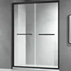 Stainless Steel Black Frame Bathroom Shower Door Rectangular Waterproof Tempered Glass Bypass Shower Door With Handle 1