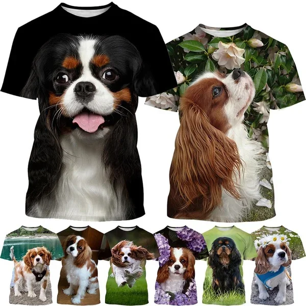 

Футболка женская с 3D-принтом, стильная рубашка в стиле Харадзюку, с короткими рукавами, с рисунком прекрасной собачки-кавалера, в стиле хип-хоп