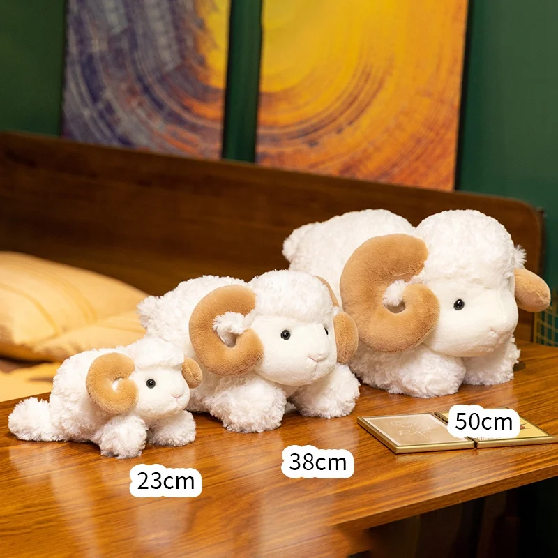Premium Cozy Lie Prone Goat Cow Plush Toy 23-50CM Soft Fluffy Cartoon Sheep Cattle Doll Lovely Kids Appease Gift