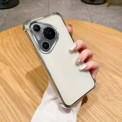 Clear Electroplate Shockproof Phone Case Bumper - Durable Protective Cover for Huawei Pura 70 (4jfs silver)