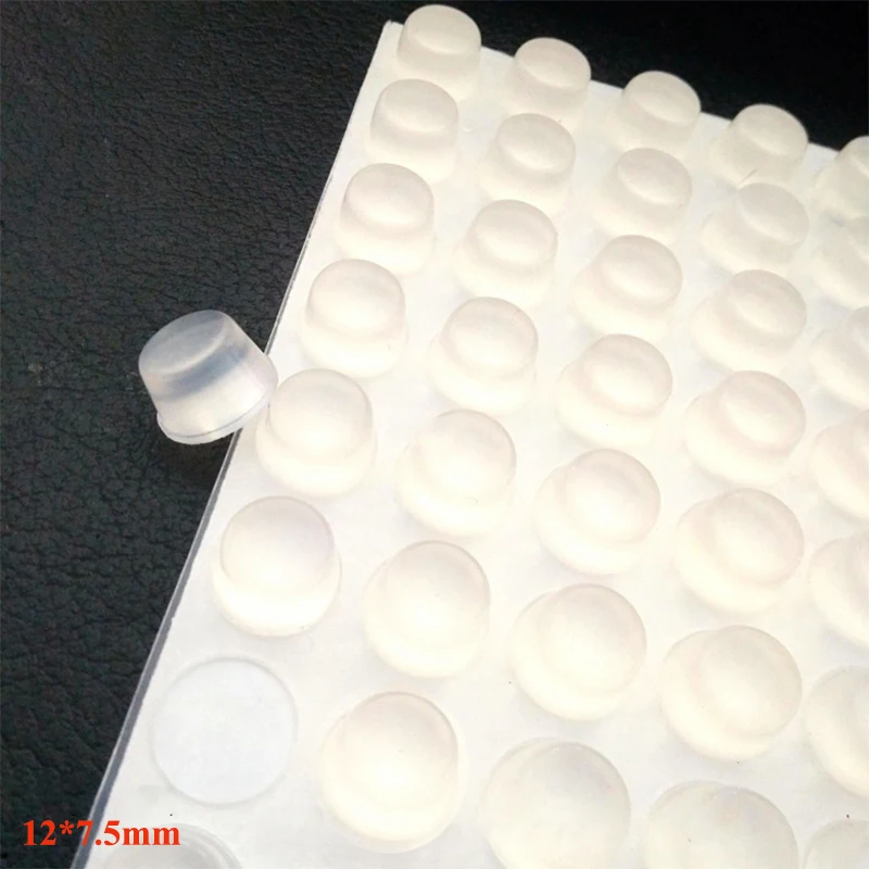 64Pcs Small Transparent Round Rubber Feet Pad 12*7.5mm Self-adhesive Bumper 3M Sticker on Rubber Feet Anti-Slip