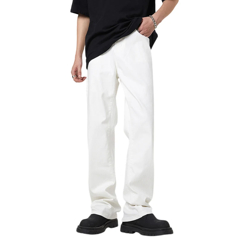 Korean style trendy mop jeans men's loose straight street fashion simple high-end casual all-matchinstrousers