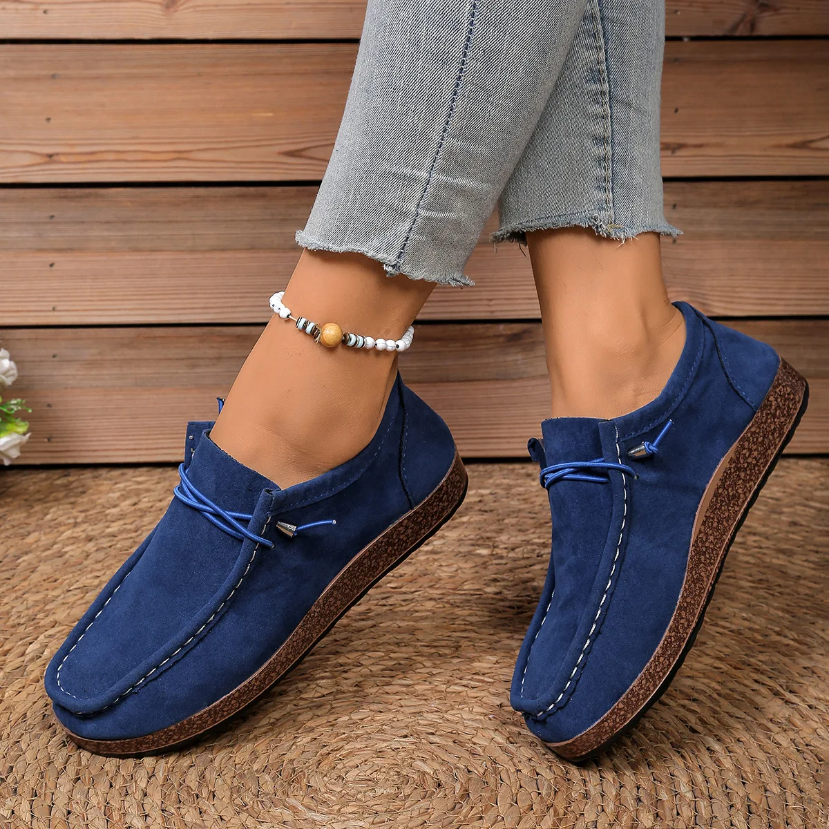 New Fashionable Slip-On Loafers Women's Shoes with Elastic Laces Lightweight Casual Outdoor Footwear Easy to Match 2026