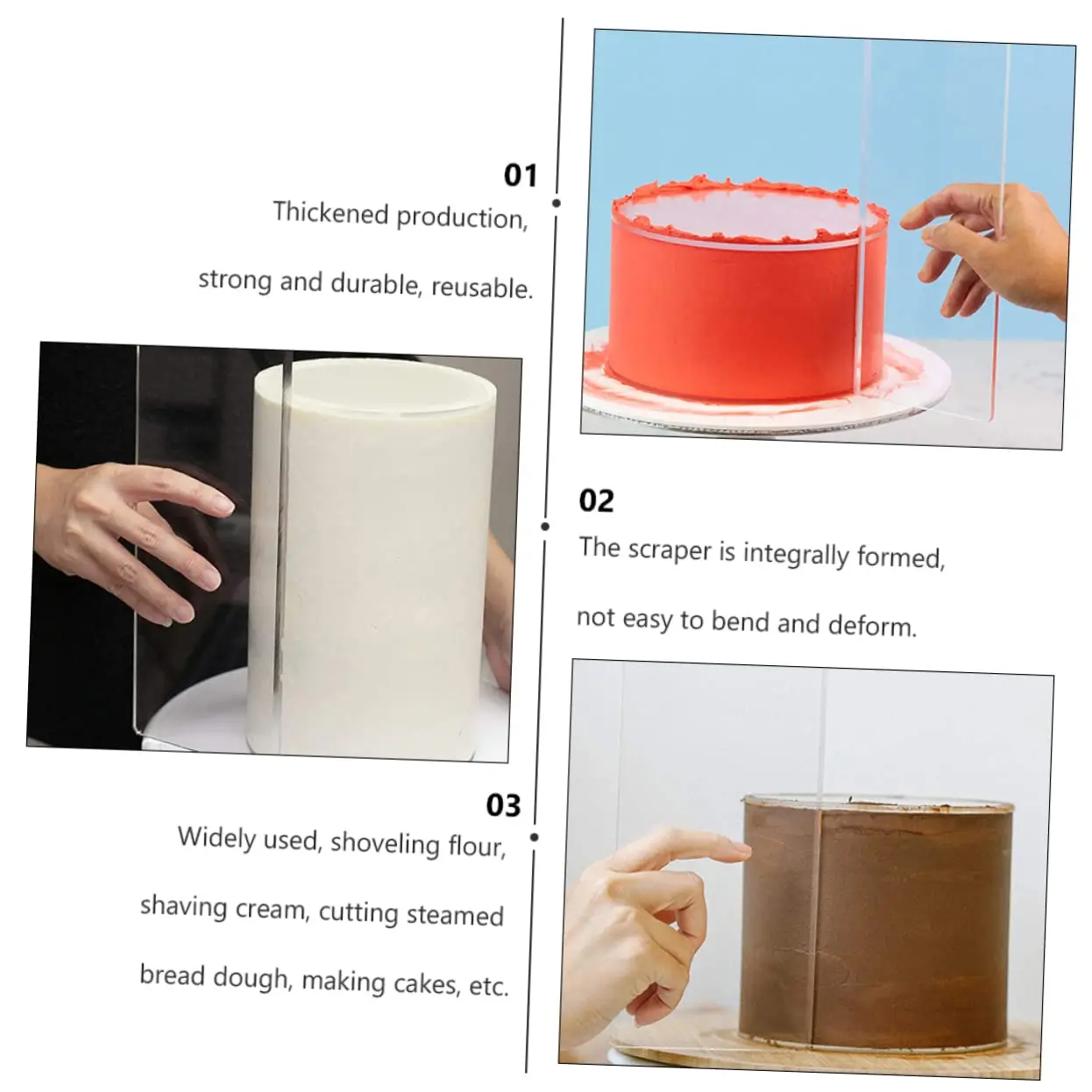 1pcs Transparent Cream Scraper Cake Frosting Acrylic Tools Leveler Cake Making Aesthetics Tool Scraper Kitchen Tools