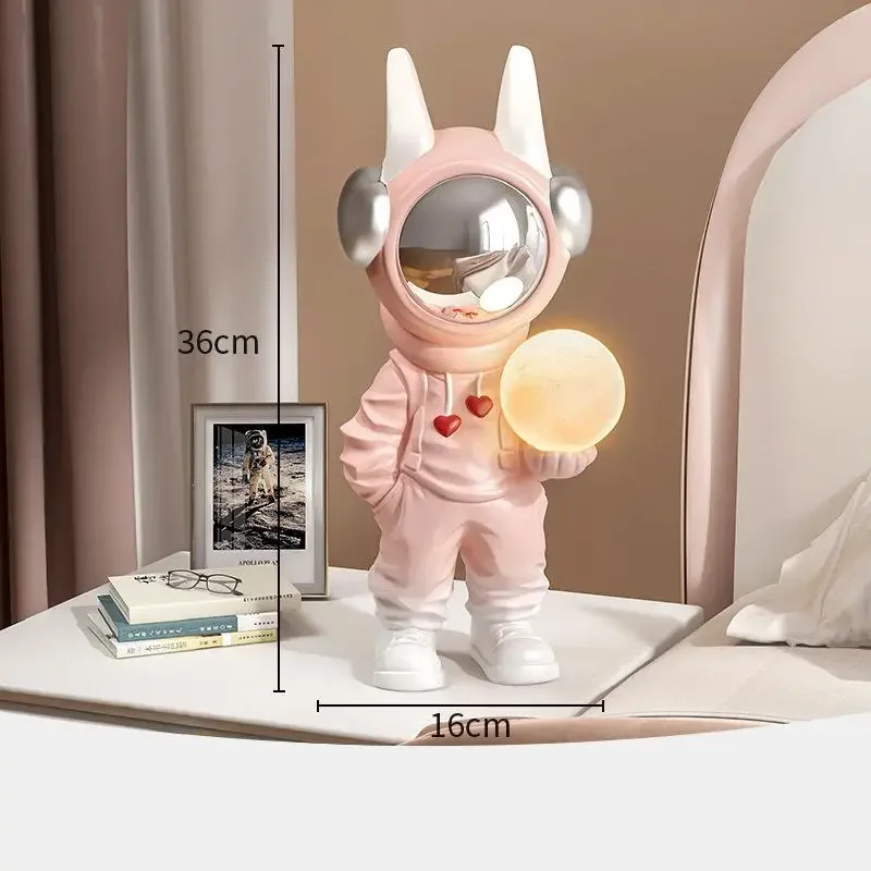 36cm Astronaut Night Light Resin Statue Decoration Bedroom Bedside Children's Room Light Adjustable Light Spaceman Sculpture 4