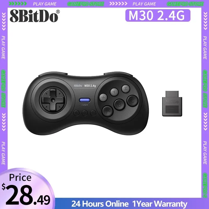 

8BitDo M30 2.4G Wireless Gamepad for Sega Genesis and Sega Mega Drive - Compatible with Original Hardware